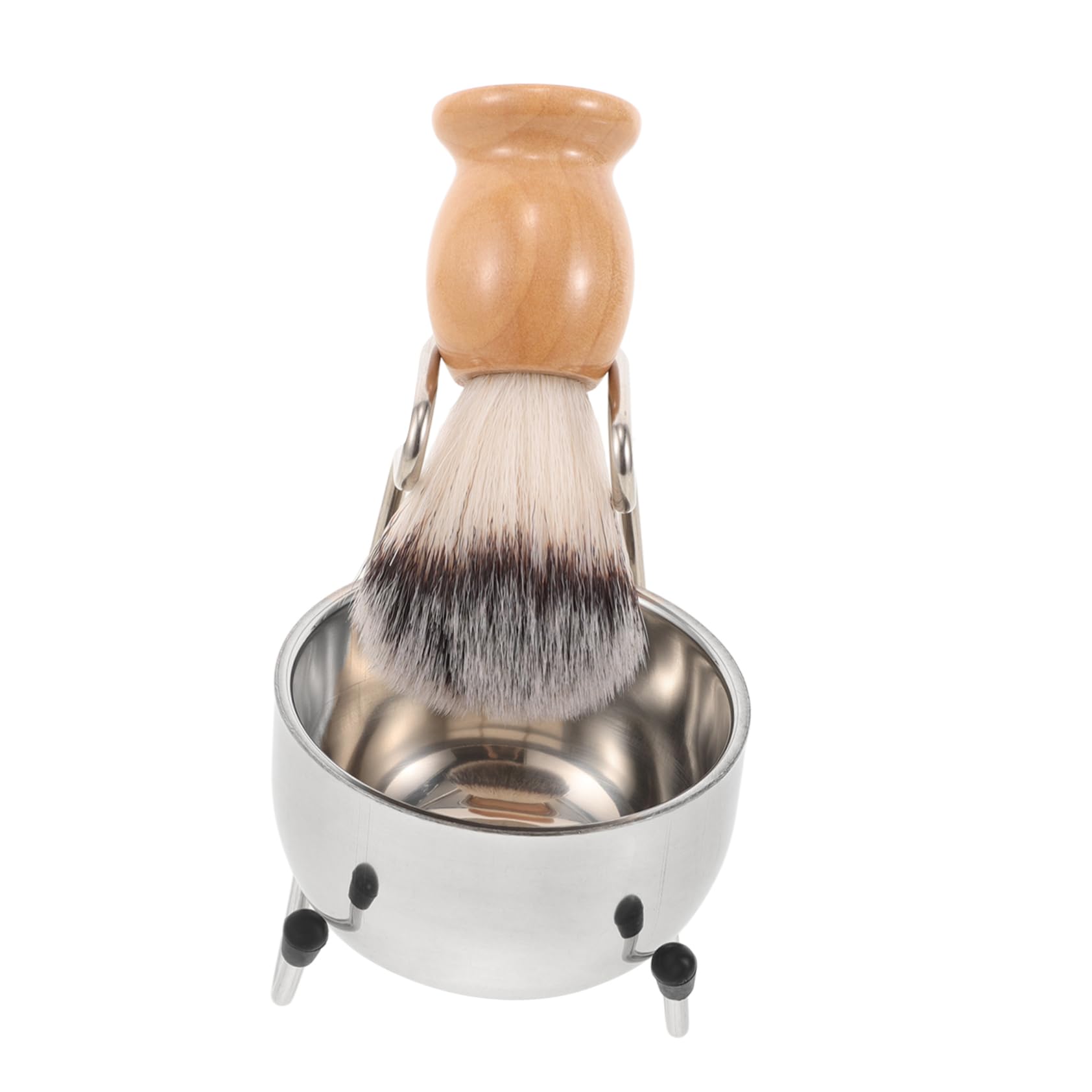 IWOWHERO Men's Shaving Brush Set Stainless Steel Bowl Brush and Stand -one Grooming Solution Ergonomic Design