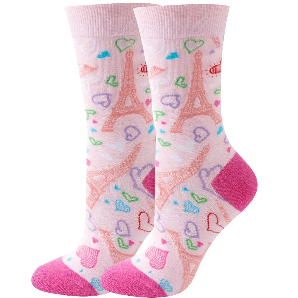 Fun Socks for Women, Rainbow Design,Stocking Stuffers, Size 6-12