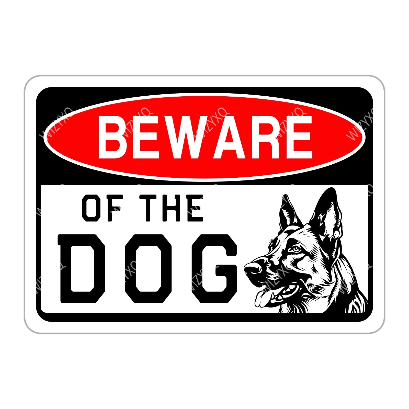 WIZYXQ Metal Signs Malinois Beware of The Dog Sign Funny Metal Sign Vintage Tin Sign Aluminum Sign Warning Decor Sign for Yard Garden Garage Fence 8×12 Inches