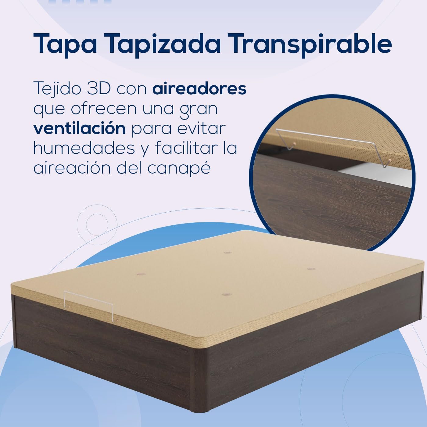DUÉRMETE Online - Canapé Abatible de Madera Súper Reforzado con Gran Capacidad, Esquinas Redondeadas, 135 x 190, Wengué