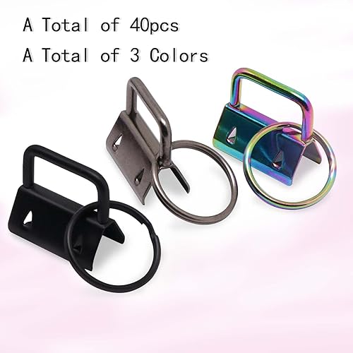 Miniatura 4 de Accesorios para llavero, 40 piezas de accesorios de llavero de 1 pulgada con anillo dividido para llavero de pulsera, cordón para llaves, kit de
