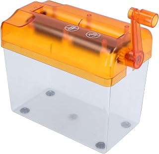 Triturador de documentos manuais, mini triturador de papel transparente para documentos para casa (laranja)