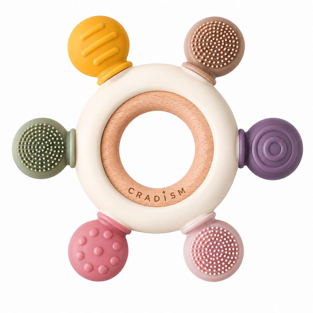Baby Teething Toy for 3-18 Months, Silicone & Wooden Teether with Rattle, BPA Free Sensory Teething Toy for Infants, Easy Grip Montessori Toy for Boys & Girls-image-36