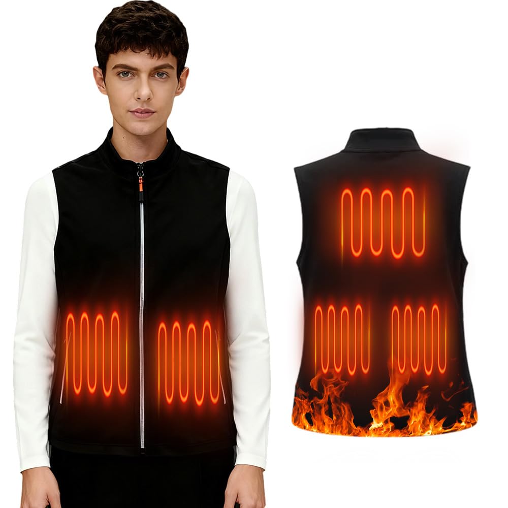Hoodie voor heren - USB oplaadbaar verwarmd sweatshirt 6 verwarmingszones verwarmde bodywarmer met 3 temperatuurniveaus unisex thermisch sweatshirt met zak lichtgewicht capuchon pullover top, Zwart