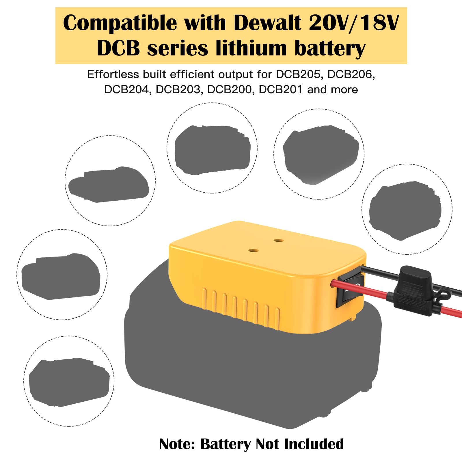 Paquete de 2 adaptadores de rueda eléctrica compatibles con batería Dewalt de 20 V, kit de conversión de energía para auto de juguete RC DIY, camión de paseo, herramienta eléctrica, conector de