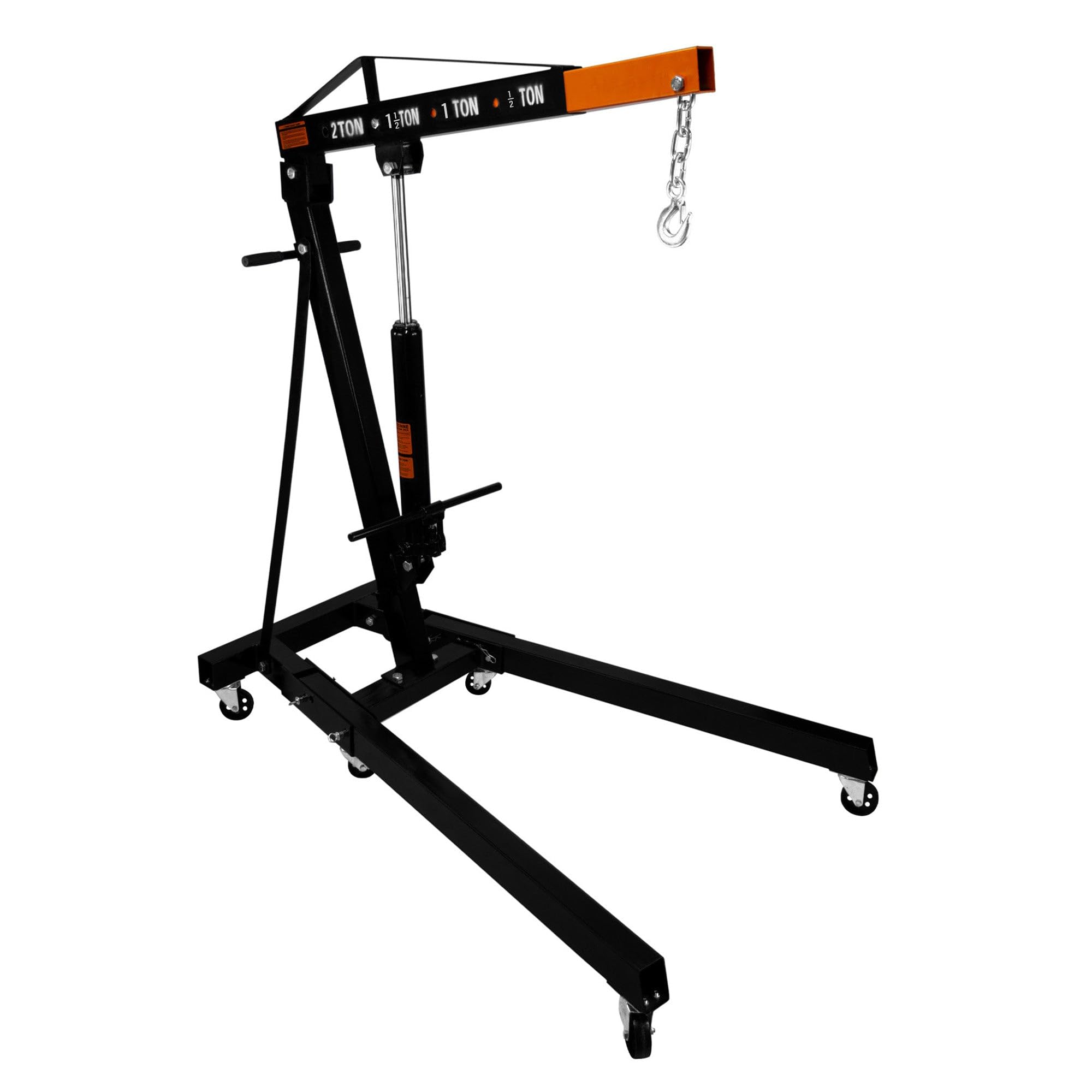 Set Grúa de Motor Capacidad 2 Toneladas + Equilibrador de Carga 900kg | Manilla de Bomba Hidráulica | 4 Posiciones de Brazo | Patas Plegables | Ruedas | Mango Ajustable p/afinar Centro de Gravedad