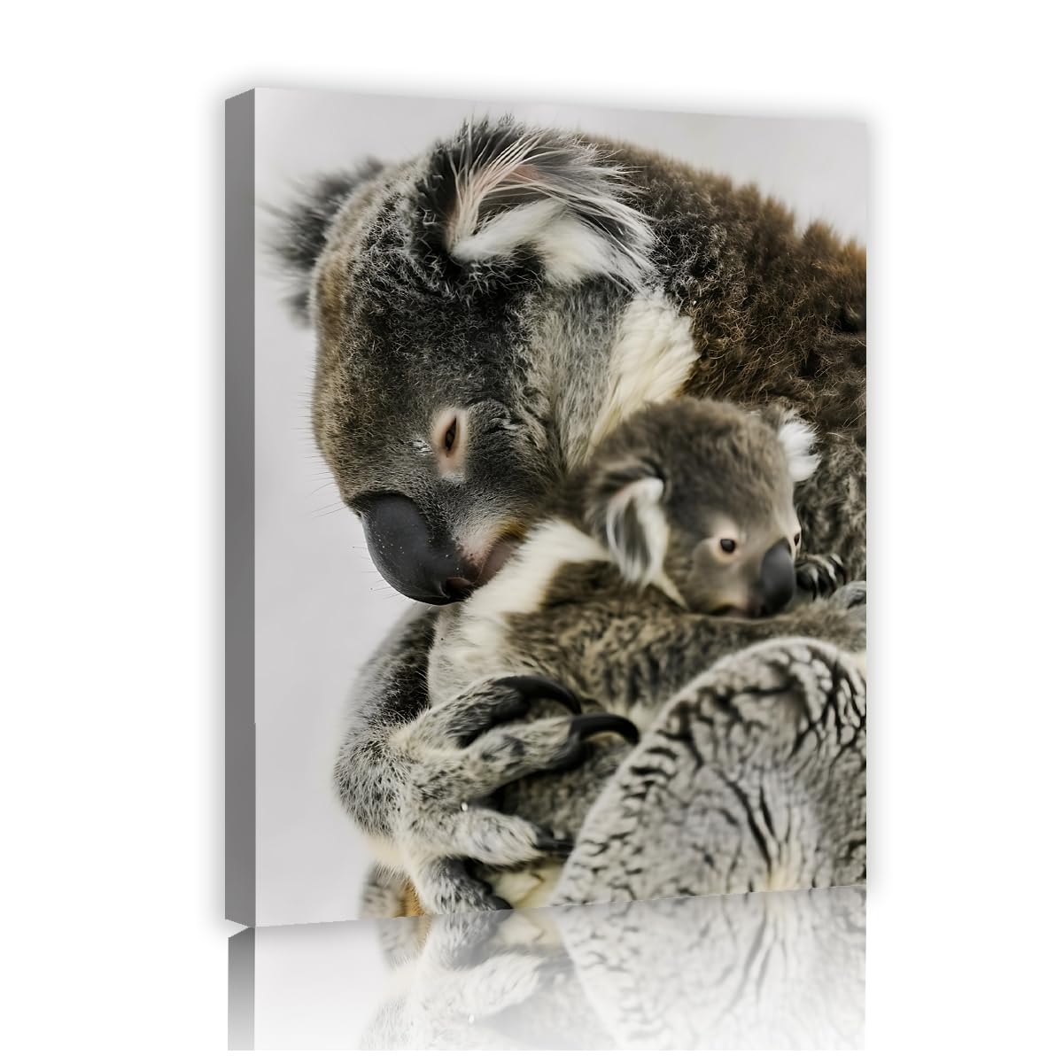 YUNART Cute Koala and Koala Joey Canvas Wall Art Cute Australian Animal Wildlife Pictures Wildlife Artwork for Nursery Home Ready to Hang 50x70cm Innerframe