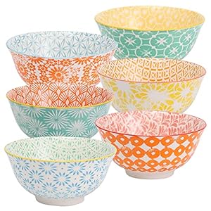 Cereal bowls 26 oz ceramic bowls set of 6 soup bowls bowls for kitchen bowl set for salad pasta oatmeal 63 inch microwave dishwasher safe  urban country home decor