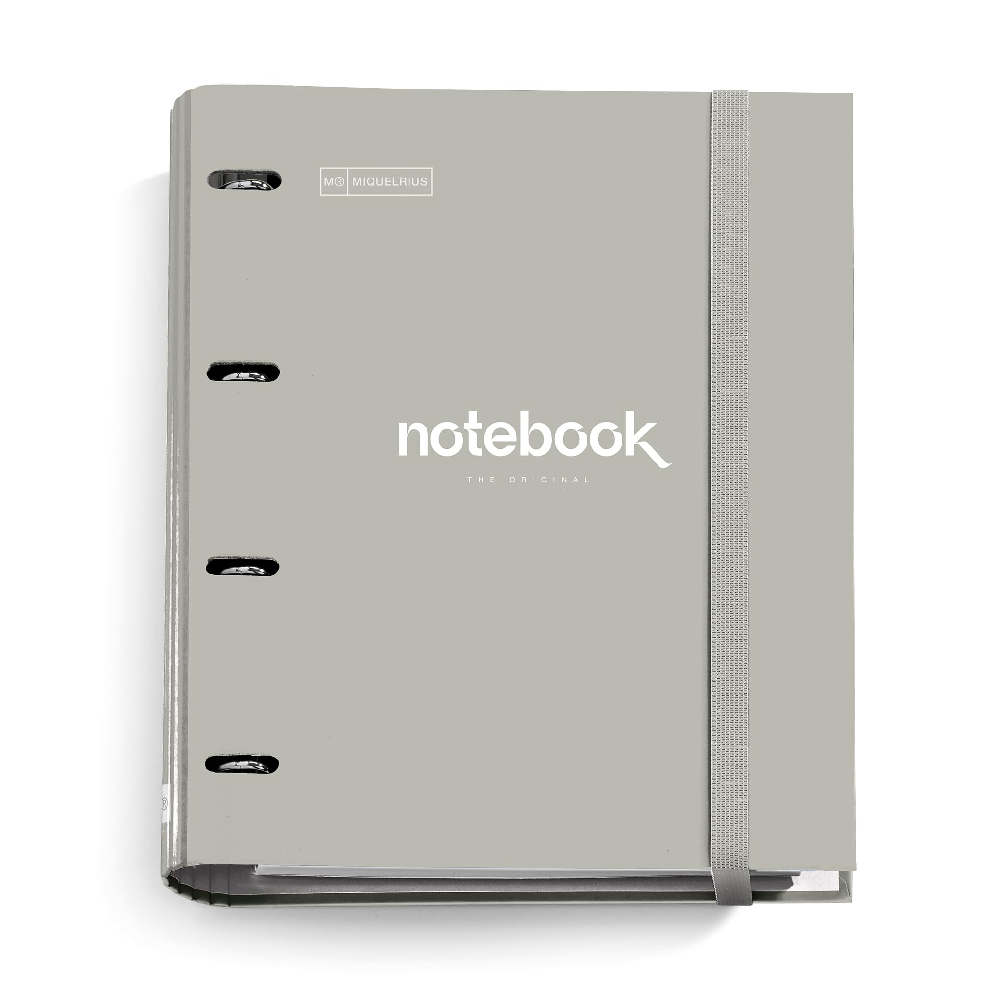 Miquelrius - Carpebloc A4 Emotions Folder with 4 Rings + Refill 100 Sheets A4 Grid 5 mm, Paper 90 g/m², Rubber Closure, Grey