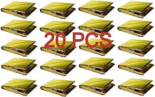 GALAXYLENSE 20 Packs Mylar Thermal Blanket for Survival Emergency First Aid Kits Army Outdoors Hiking Camping Bug Out Trauma Desert All Weather Condition Protection One Side Gold/One Side Silver