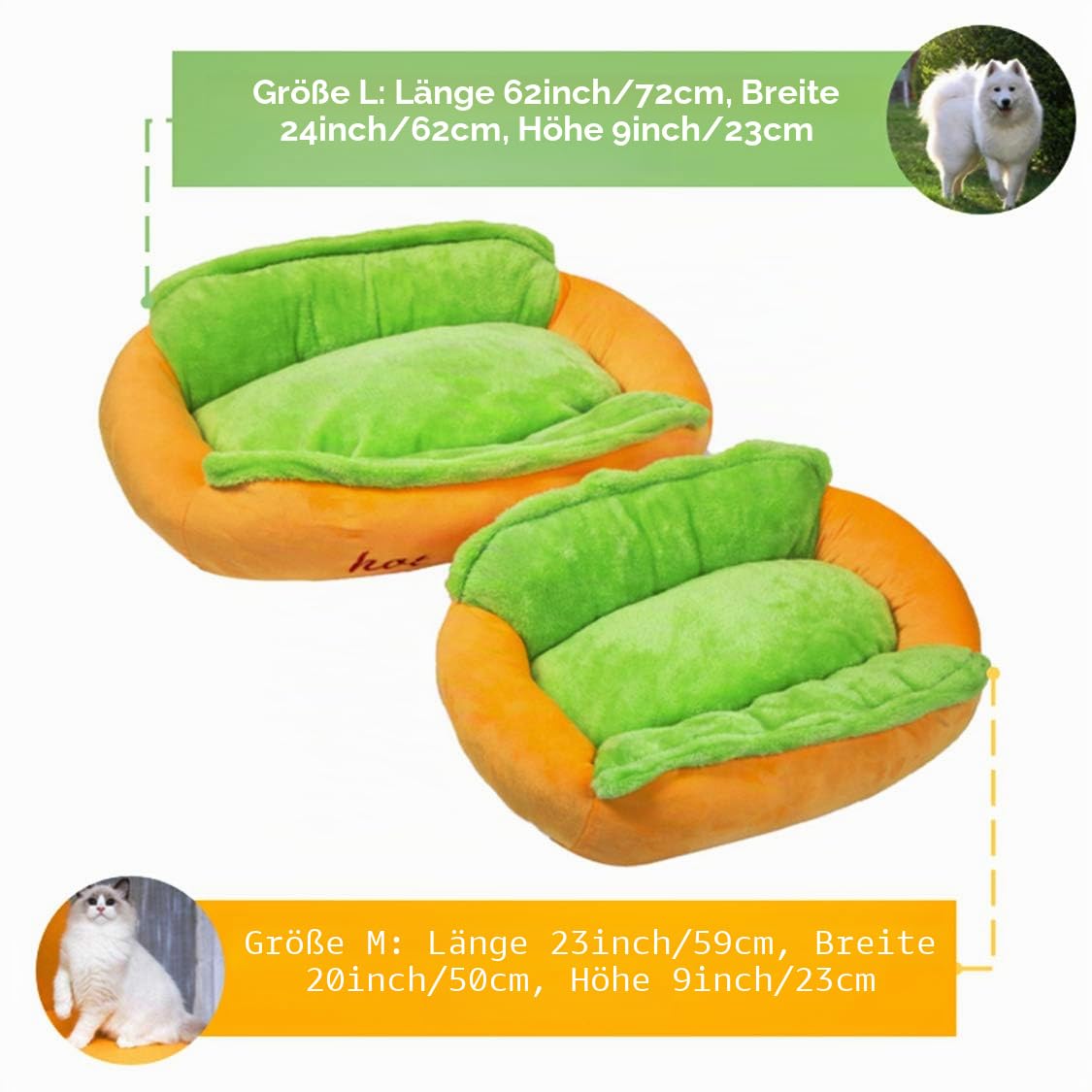 Hotdog Haustier-Hundebett, warmes Hundehütten-Katzennest, waschbare Haustiermatte, abnehmbares Katzensofa
