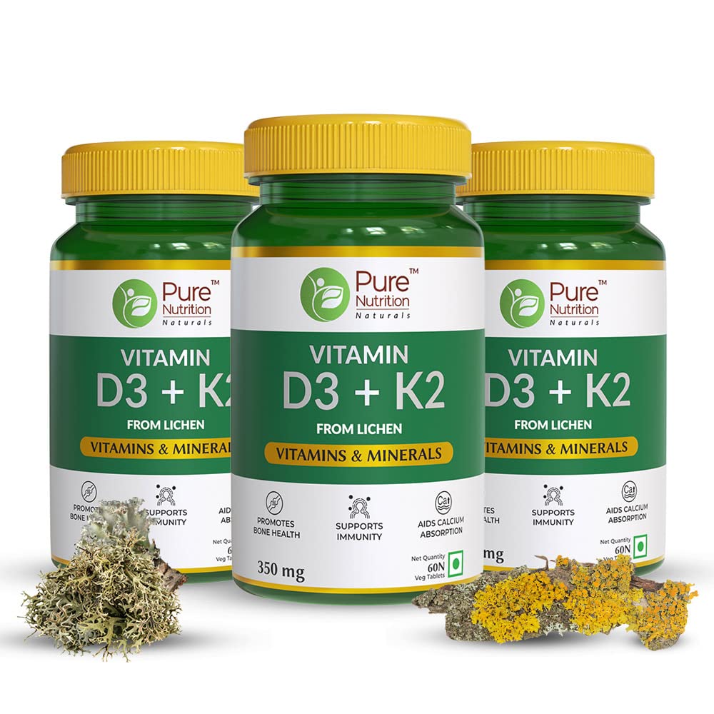 Pure Nutrition Naturals Vitamin D3 (Lichen Source) + Vitamin K2 (Mk-7 55Mcg) 600 Iu Daily Wellness Supplement For Strong Bones, Immunity, Joint & Heart Health For Men & Women - 60 Veg Tablets (Pack 3) (B0B9JR8B4T) Amazon Price History, Amazon Price Tracker