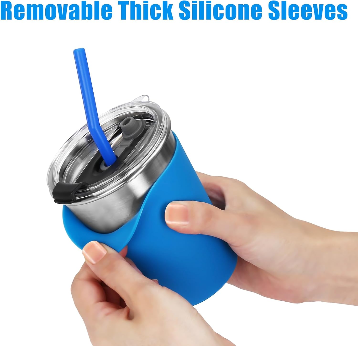 ShineMe 12oz Toddler Cups with Straws and Lids, 6 Pack Spill Proof Cups for Kids, Reusable Stainless Steel Kids Cups with Rainbow Color Anti-Slip Silicone Sleeves for Cold & Hot Drinks - Image 8