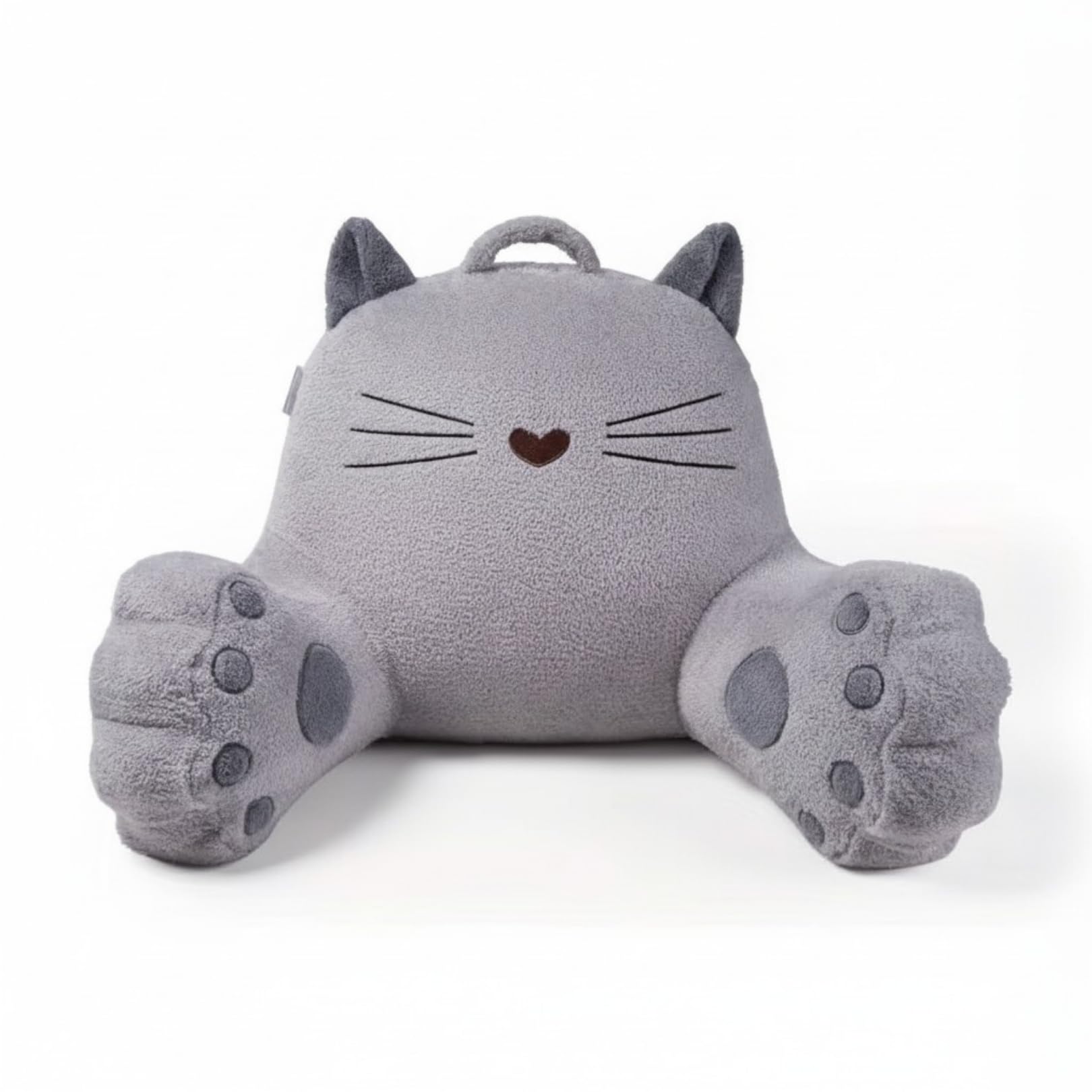 WURUS Pink Cat Backrest Reading Pillow – Cute Kawaii Bed Rest Pillow with Arms, Plush Supportive Lounge Pillow for Reading, Gaming & Relaxing – Soft