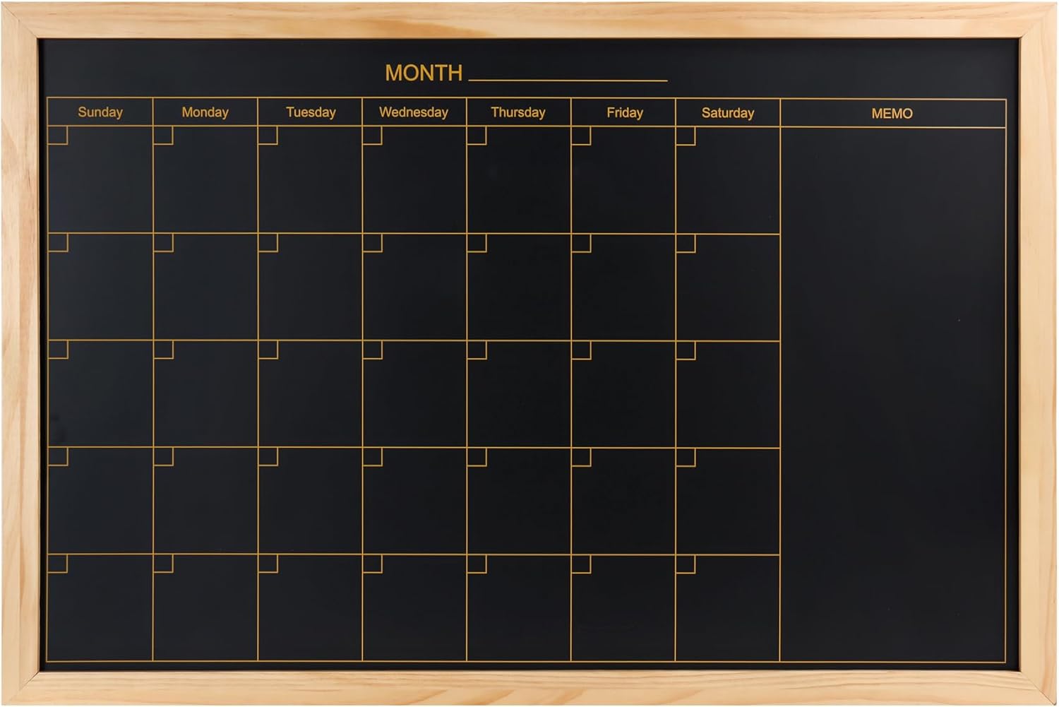 36"x24" Large Wooden Framed Magnetic Chalkboard Calendar Wall | Monthly Planner & Organizer | 4 Chalk Pencils, Color Chalk Set, Magnetic Hook, Wipe & Detachable Pen Holder | Home, Office, Classroom