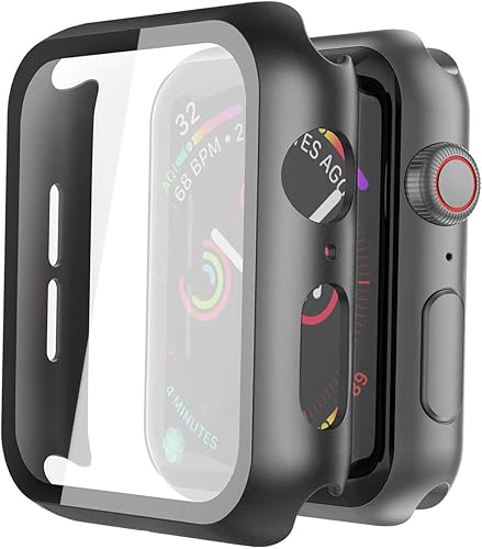 Miniatura 46 de Misxi Paquete de 2 fundas rígidas de PC con protector de pantalla de vidrio templado compatible con Apple Watch Series 3 y 2, 42mm, funda protectora