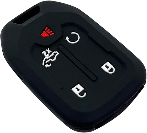 Miniatura 5 de Funda de silicona para llavero inteligente de 5 botones para GMC Sierra y Chevy Silverado 1500 2500HD 3500HD 3500HD 2021 2020 2019 (negro con blanco