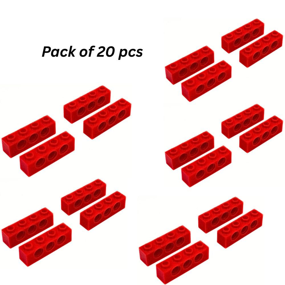 Yellow Tommy Technic Brick 1 x 4 with Holes | Part 3701 | Compatible with Standard Building Blocks & Lego-Kits, Power Functions (Pack of 20) - Image 6 thumbnail