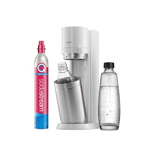 SodaStream Wassersprudler Duo mit CO2-Zylinder, 1x 1L Glasflasche und 1x 1L spülmaschinenfeste Kunststoff-Flasche, Höhe: 44cm - Standard Pack (2x Flaschen & mit CO²-Cylinder)