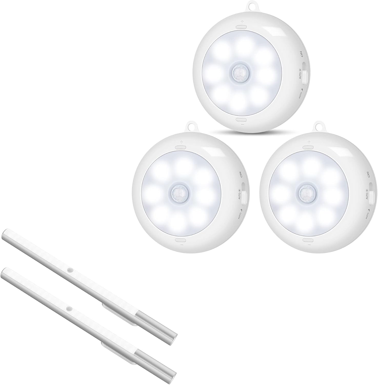BLS 2 Pack T401 LED Closet Light + 3 Pack Motion Sensor Light Indoor