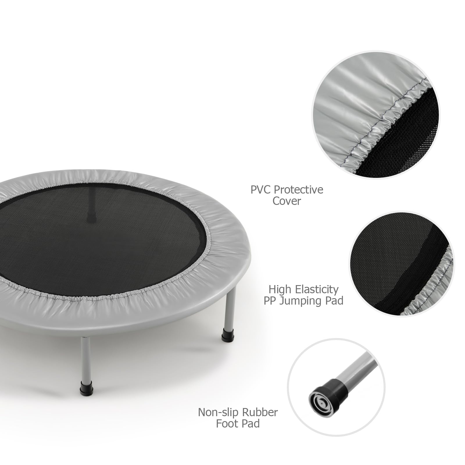 LIFEZEAL Trampolino Elastico Interno, Esterno, Tappeto Elastico Fitness, Ø97x19 cm, Pieghevole, Rotondo, Mini, Stabile, per Bambini, Adulti, Telaio in Metallo, Saltarello, Salta, Max 150kg