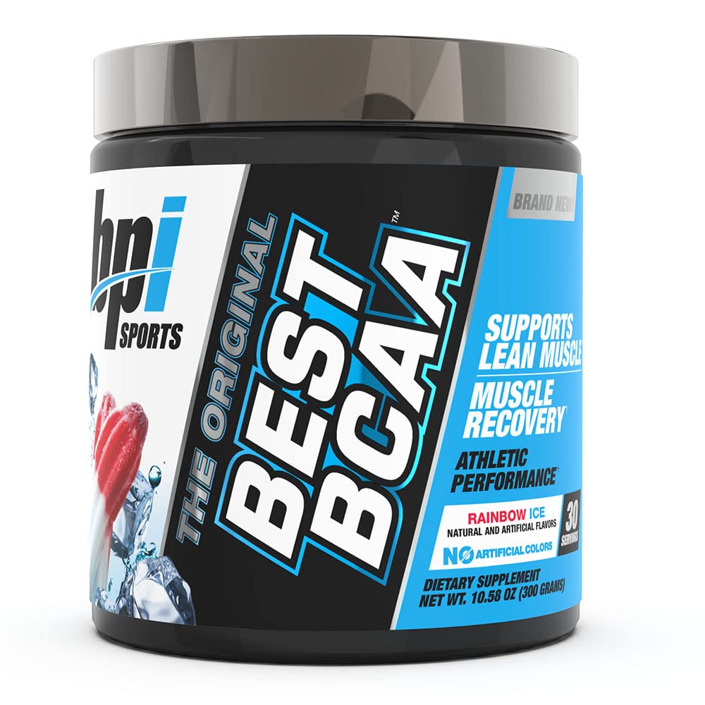 BPI Sports Best BCAA Powder - Muscle Recovery Support - Branched Chain Amino Acids | Building Blocks of Protein and Muscle - Post Workout Recovery – Hydration – Rainbow Ice, 30 Servings