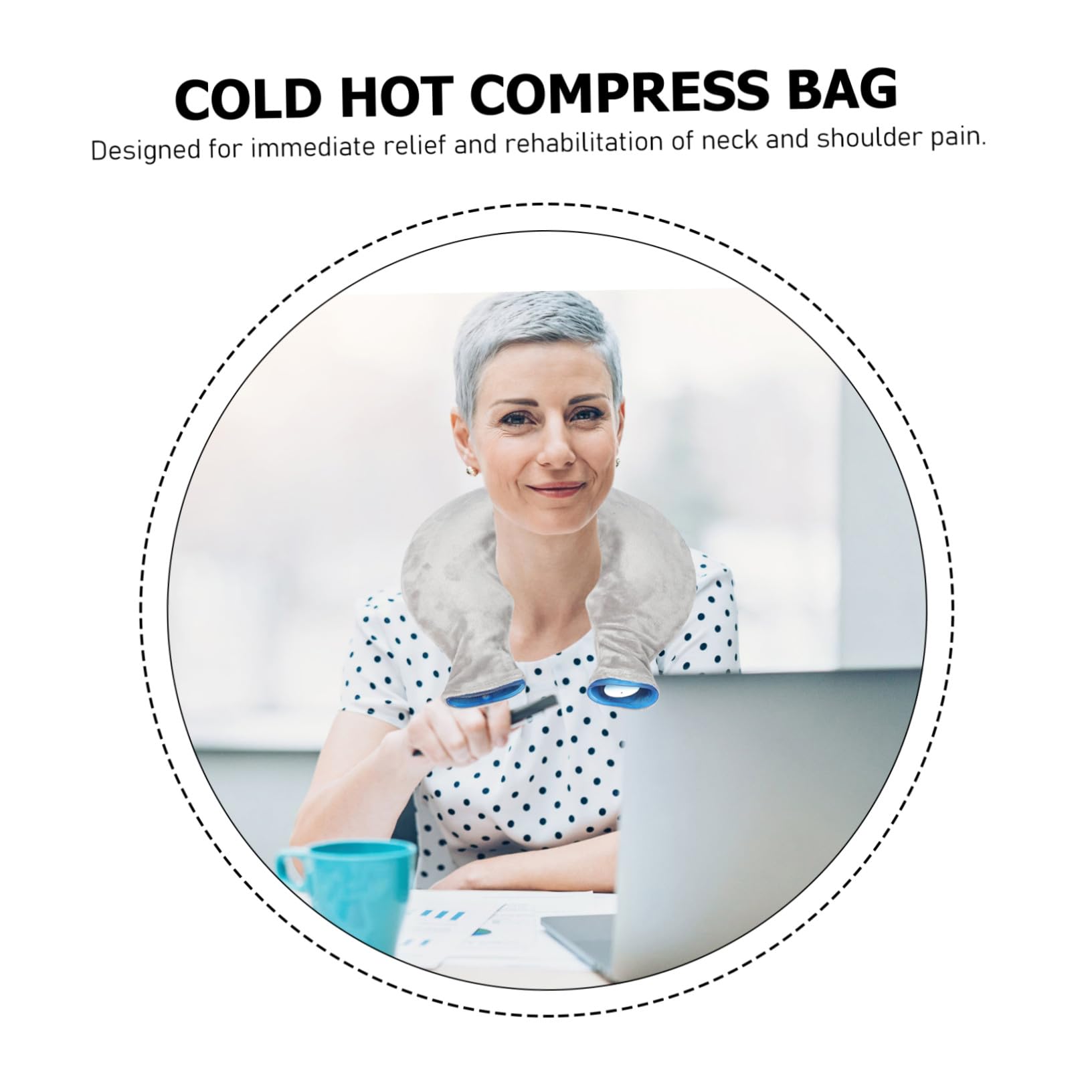 GANAZONO Set di Borsa Compressa a U per Ghiaccio Caldo e Freddo in Pvc Trasparente a Collo e Spalle, Materiale in Gomma e Poliestere per Terapia e Riabilitazione