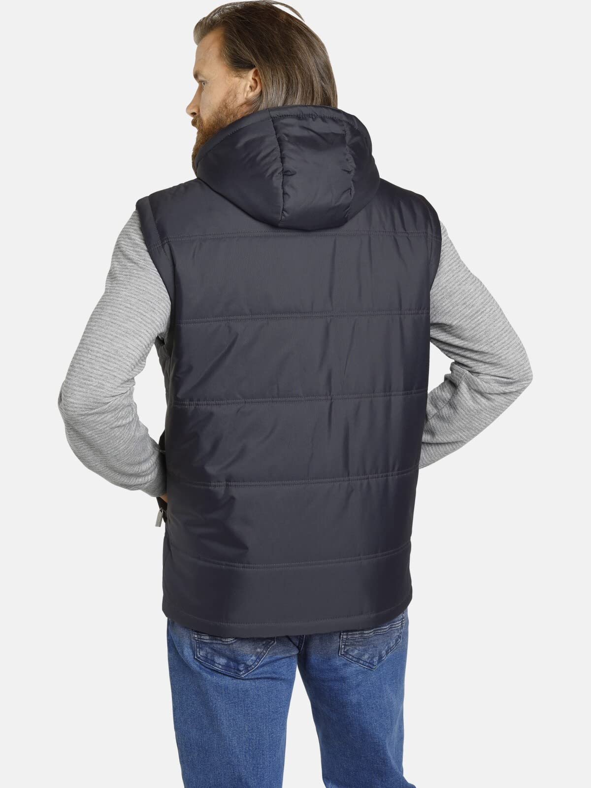 Jan Vanderstorm Herren Outdoorweste Nithard | Funktionsweste mit Reißverschluss | Kapuze | warmes Futter | große Größen L-7XL