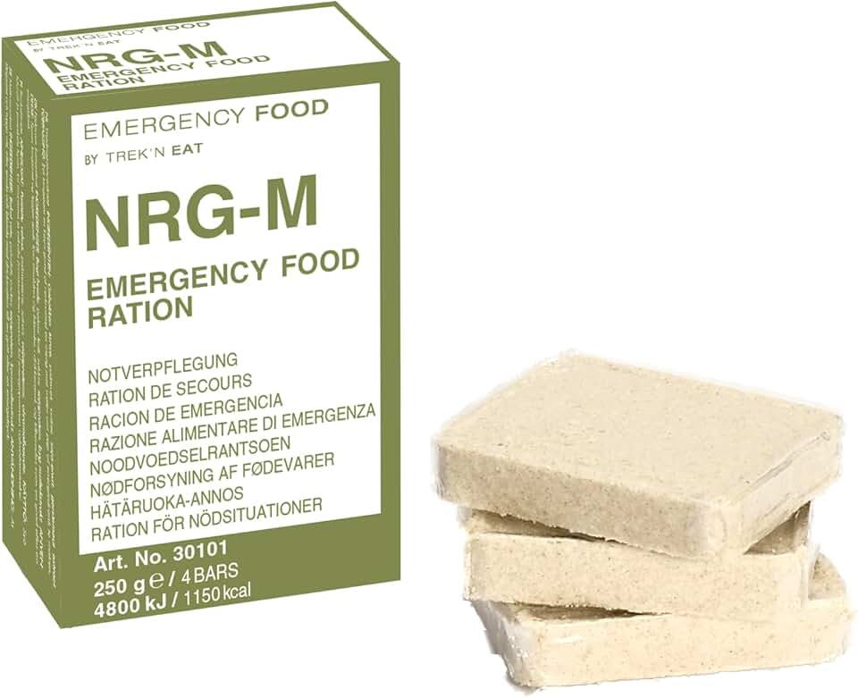 NRG-M 250g alimentos de emergencia 1 paquetes de 250 g Apto veganos y vegetarianos Nutrición de emergencia Ejército