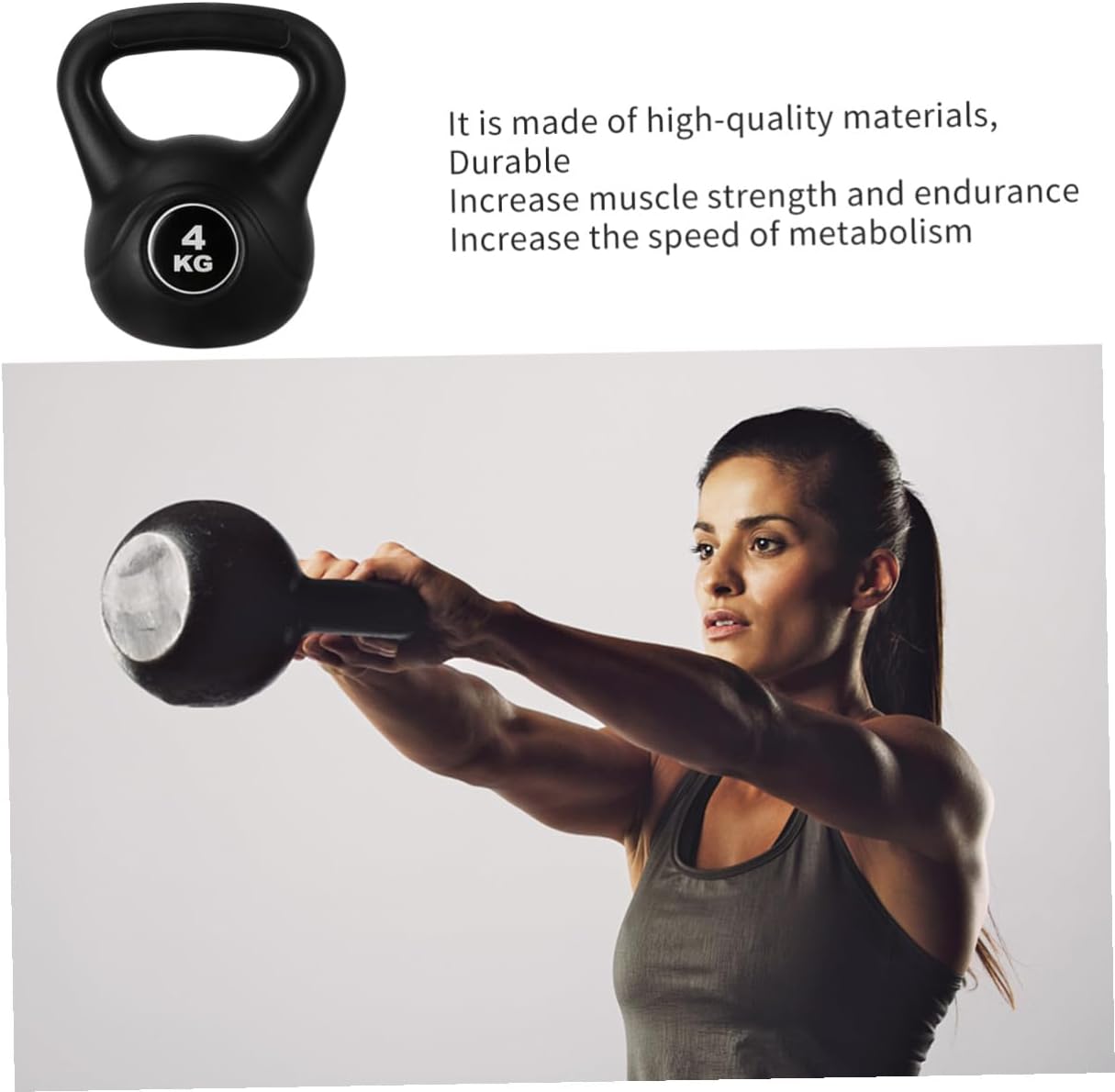 Cabilock Plastic Kettlebell 4kg Black Pe Material Fitness Accessory for Arm Muscle Training and Deep Squat Exercise at Home Or Gym