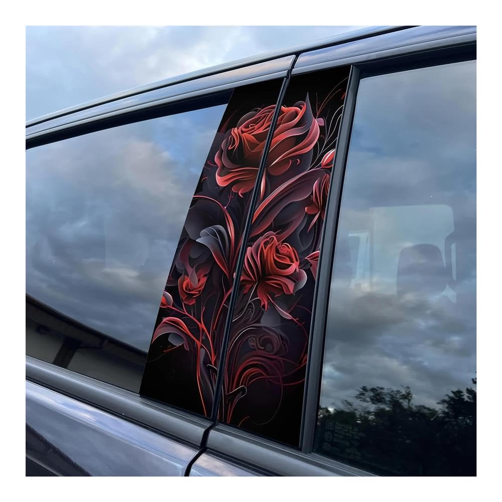 Decorative Items 2pcs Car Center Pillar Sticker Vibrant Gloomy Rose Auto B-Pillar Protective Film