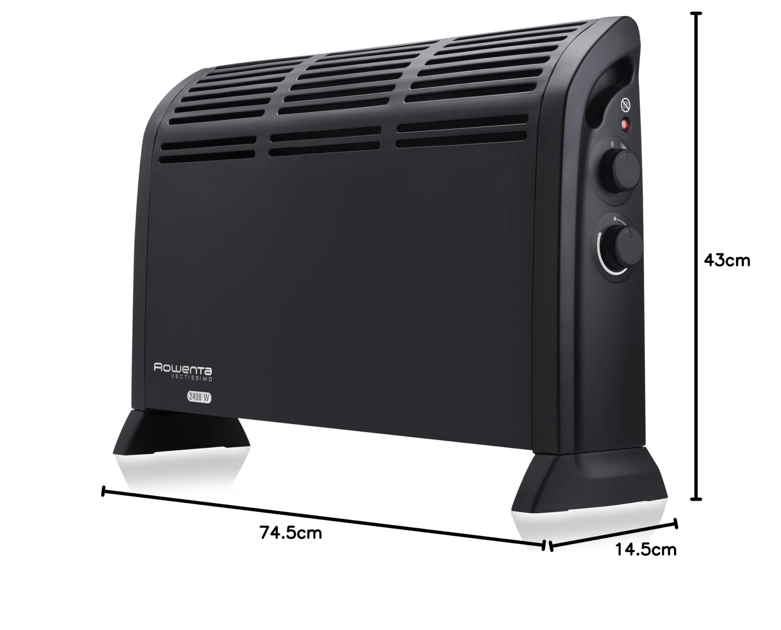 Rowenta Vetissimo II CO3030 Calefactor funcionamiento a 1200 W o 2400 W, dos ajustes de temperatura, termostato mecánico, posición antiescarcha, calefactor de aire caliente, silencioso | Dos ajustes de temperatura, termostato mecánico, posición antiescarc