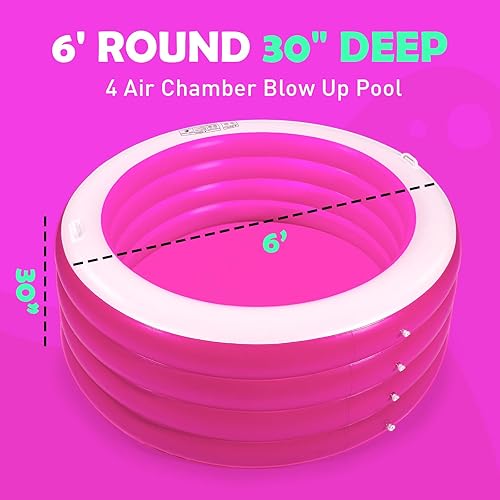 Miniatura 3 de Biange Piscina inflable redonda de 72 x 30 pulgadas de profundidad, piscina inflable para el patio trasero para niños, rosa