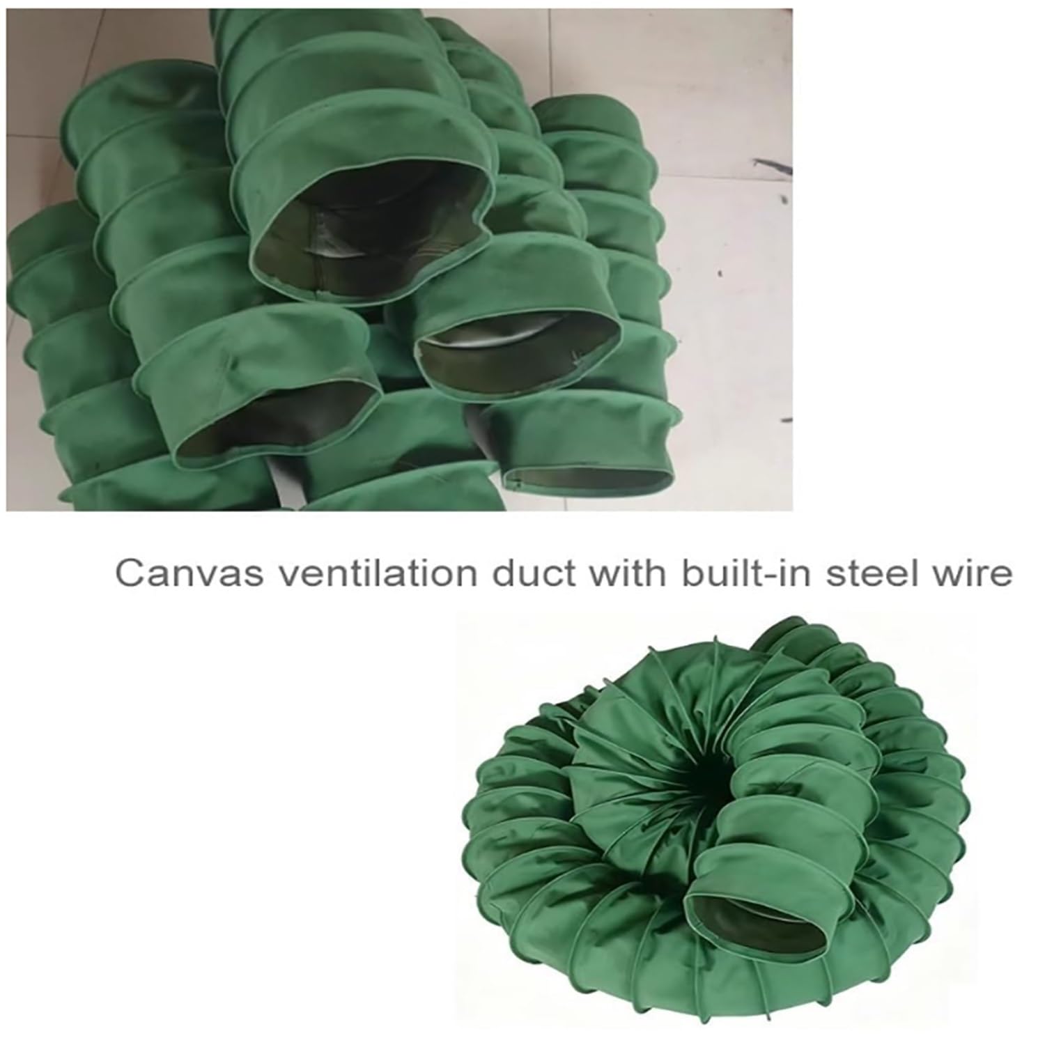 Verde Manguera Flexible Ventilación Lienzo, Manguera De Ventilación Resistente Al Calor para Escape Industrial en Fábricas, Sótanos, Granjas(3m,160mm)