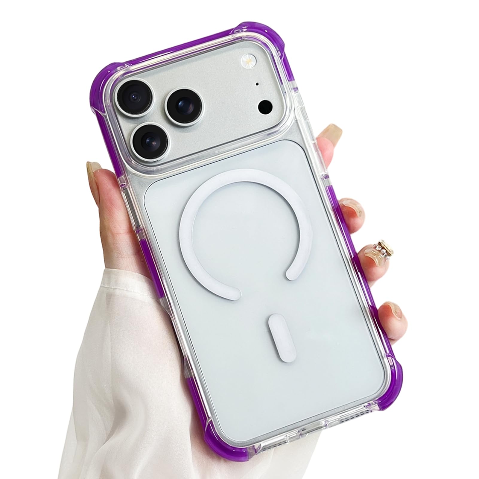 SAKUULO Custodia magnetica trasparente per iPhone 121 Pro 16 cm, viola