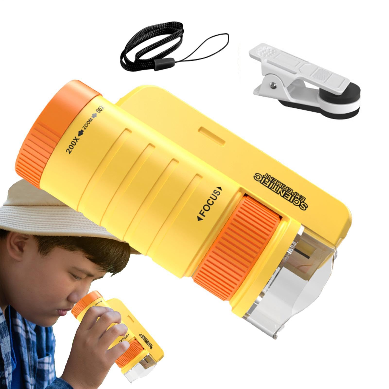 Microscopio de bolsillo ajustable con iluminación LED para pequeños estudiantes 8