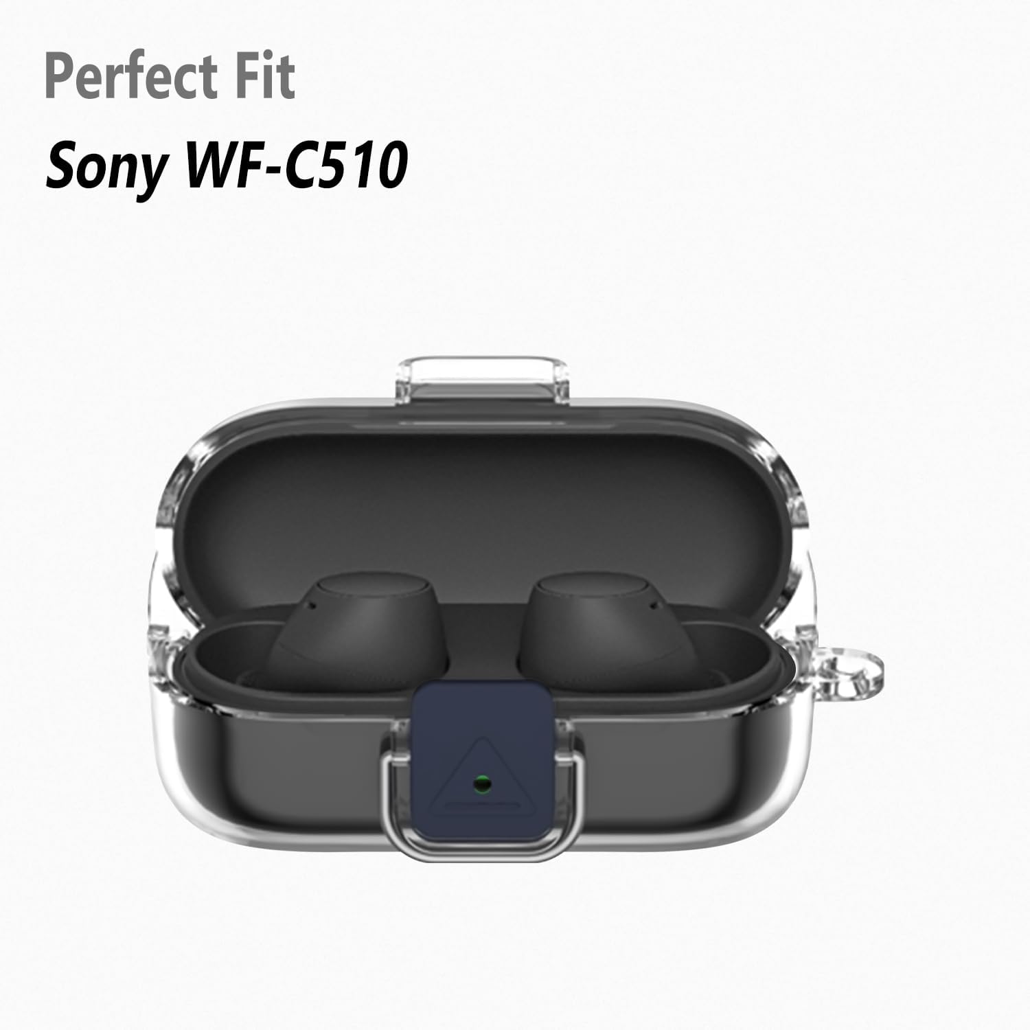 Geiomoo TPU Case for Sony WF-C510, Soft Flexible Scratch Resistant Cover with Carabiner (Clear) - Image 2