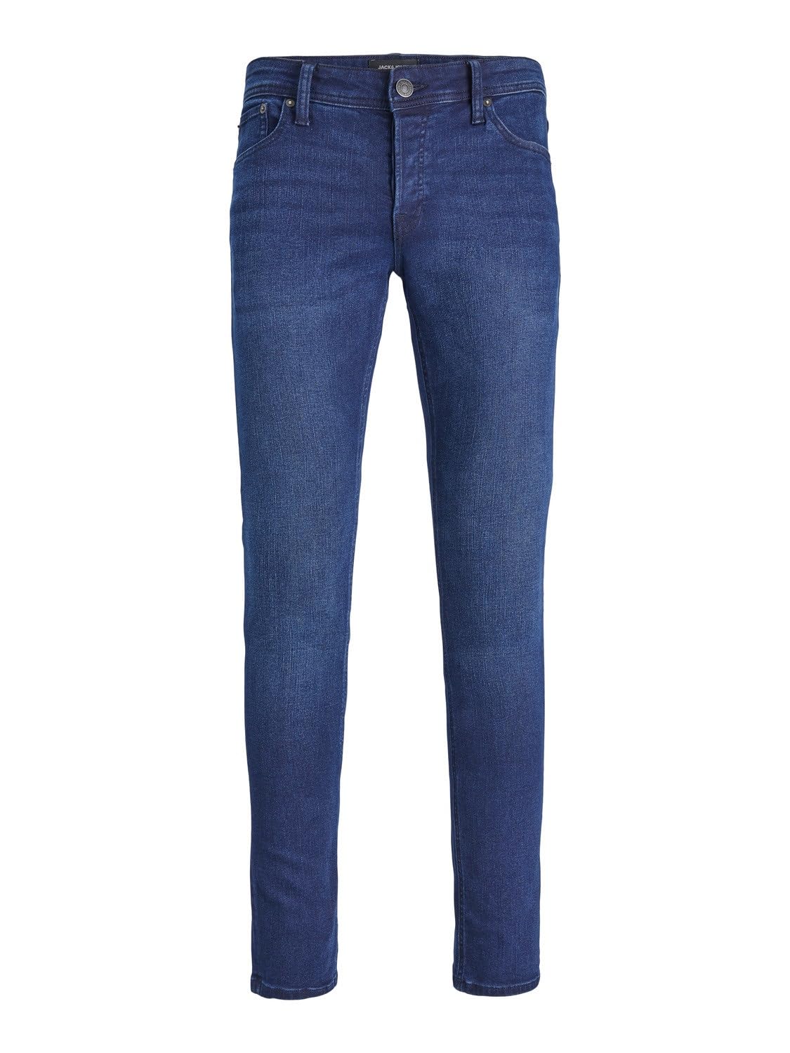 Jack & Jones Men's Blue Denim Slim Fit Blue Jeans Low Rise Button Fastening Denim Pants For 32W / 34L