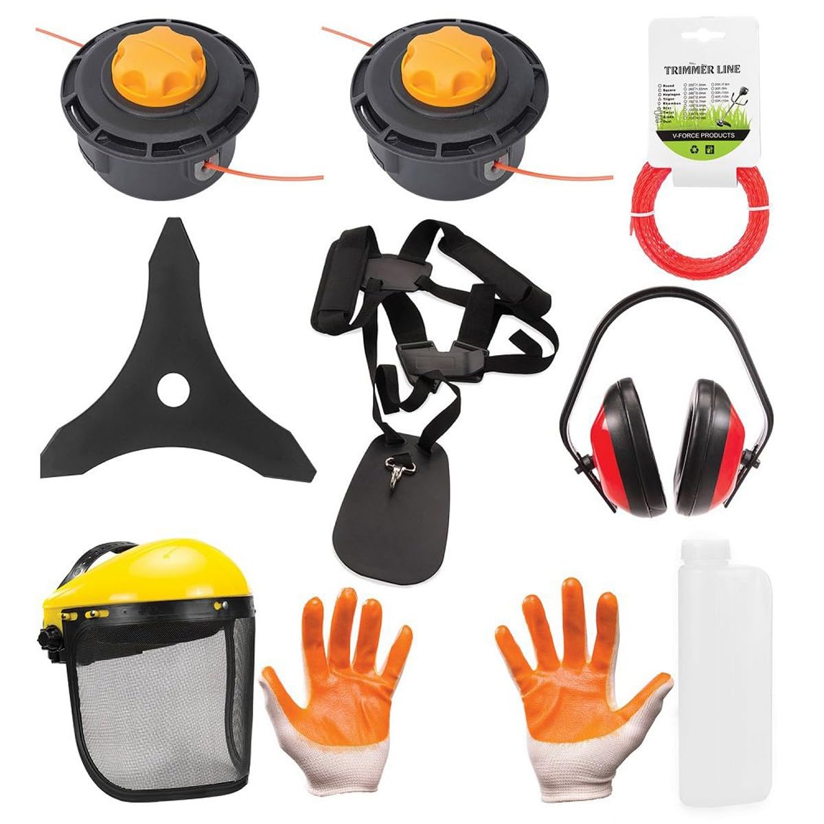Desbrozadora térmica con motor de 2 tiempos 49 cm³ 6 CV efectivo + kit de accesorios