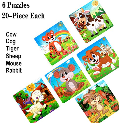 Wooden Jigsaw Puzzles for Kids Ages 3-5 Year Old 20 Piece Animals Colorful Wooden Puzzles for Toddler Children Learning Educational Puzzles Toys for Boys and Girls (6 Puzzles) - Thumbnail 5