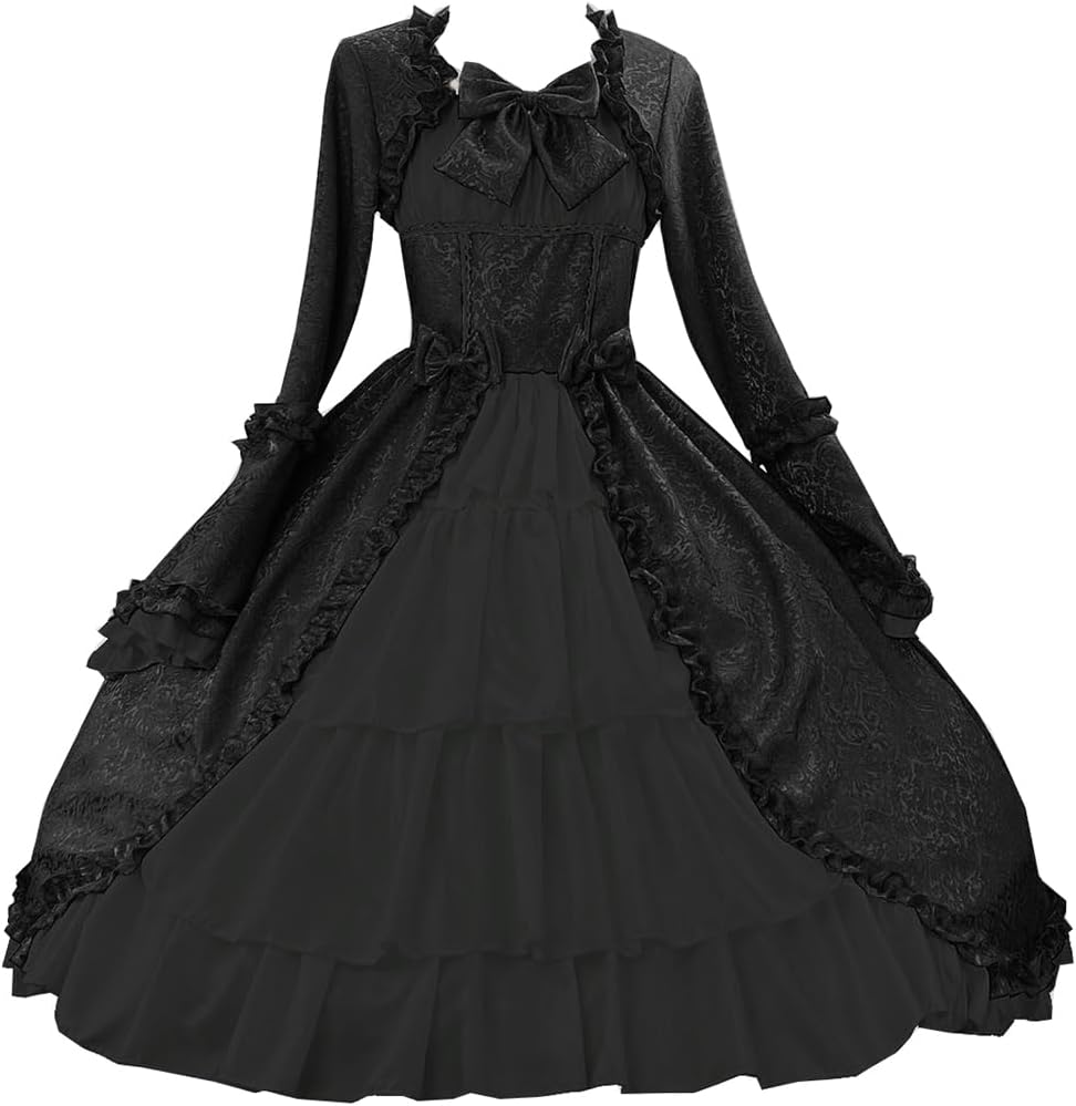 Ez-sofei Women Long Sleeves Gothic Lolita Dress Victorian Renaissance Medieval Cosplay Costume Plus Size