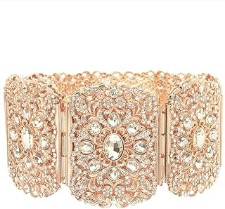 Extra Wide Arabian Style Metal Belt, Rhinestone Jeweled Waist Chain for Weddings & Parties