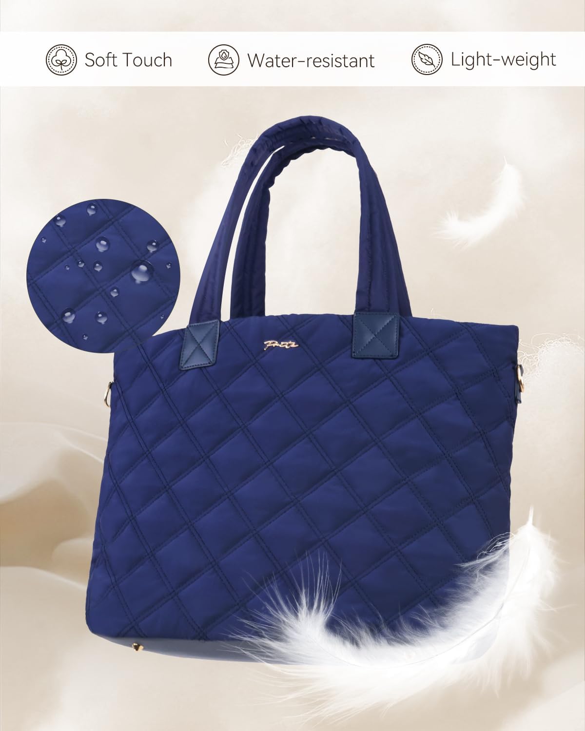 Prite Tote Bag for Women Lightweight Puffer Tote with Compartment Quilted Work Bag - Image 5