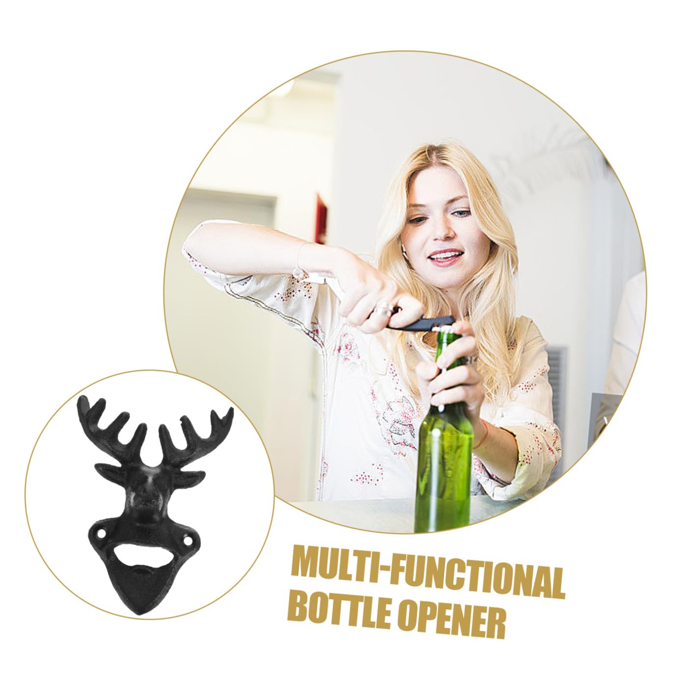 Abridor de Botellas de Cerveza de Pared Metálico Compacto Práctico y Resistente para Cocina y Bar Abridor Manual de Tapas Adecuado para Botellas y Latas Pequeñas Hogar