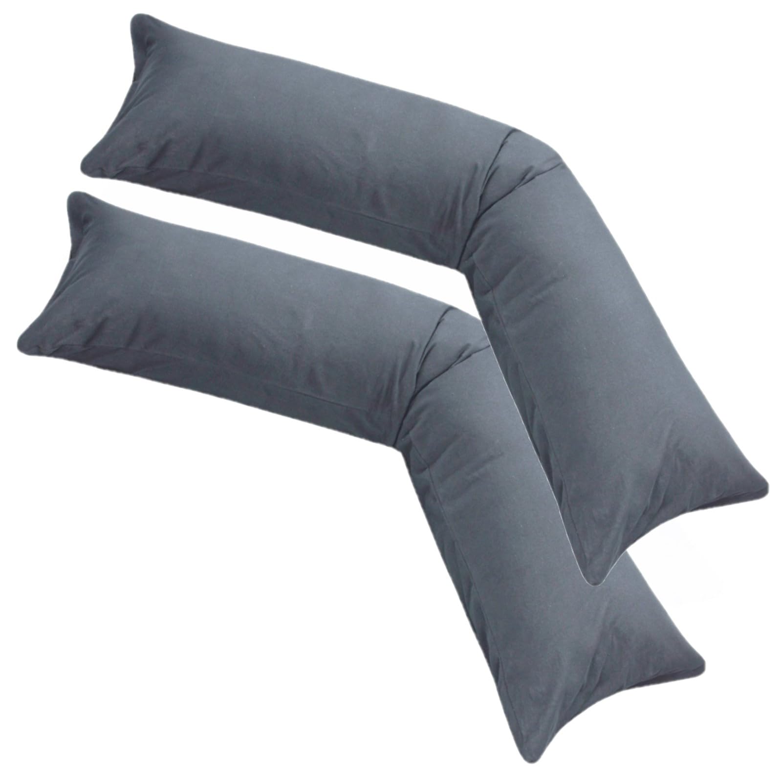 MOON 2er Pack Seitenschläferkissen Bezug Jersey Kissenbezug anthrazit 40x200