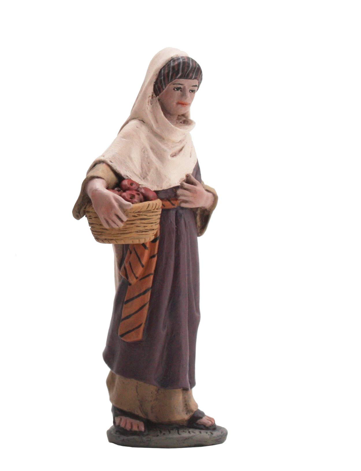 Triciclo Editores Pastora con cesto de Fruta |Figuras de Belén |Serie 11cm| Diseñadas por José Luis Mayo |Decoración Navideña |Nacimiento