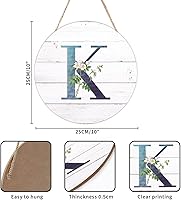 Vista 34 de Welcome Sign for Wall Initial Letter C Blue Round Wood Signs Monogram White Floral Wood Plaque Fresh Flowers 12in Mid Century Home Wall Decor for