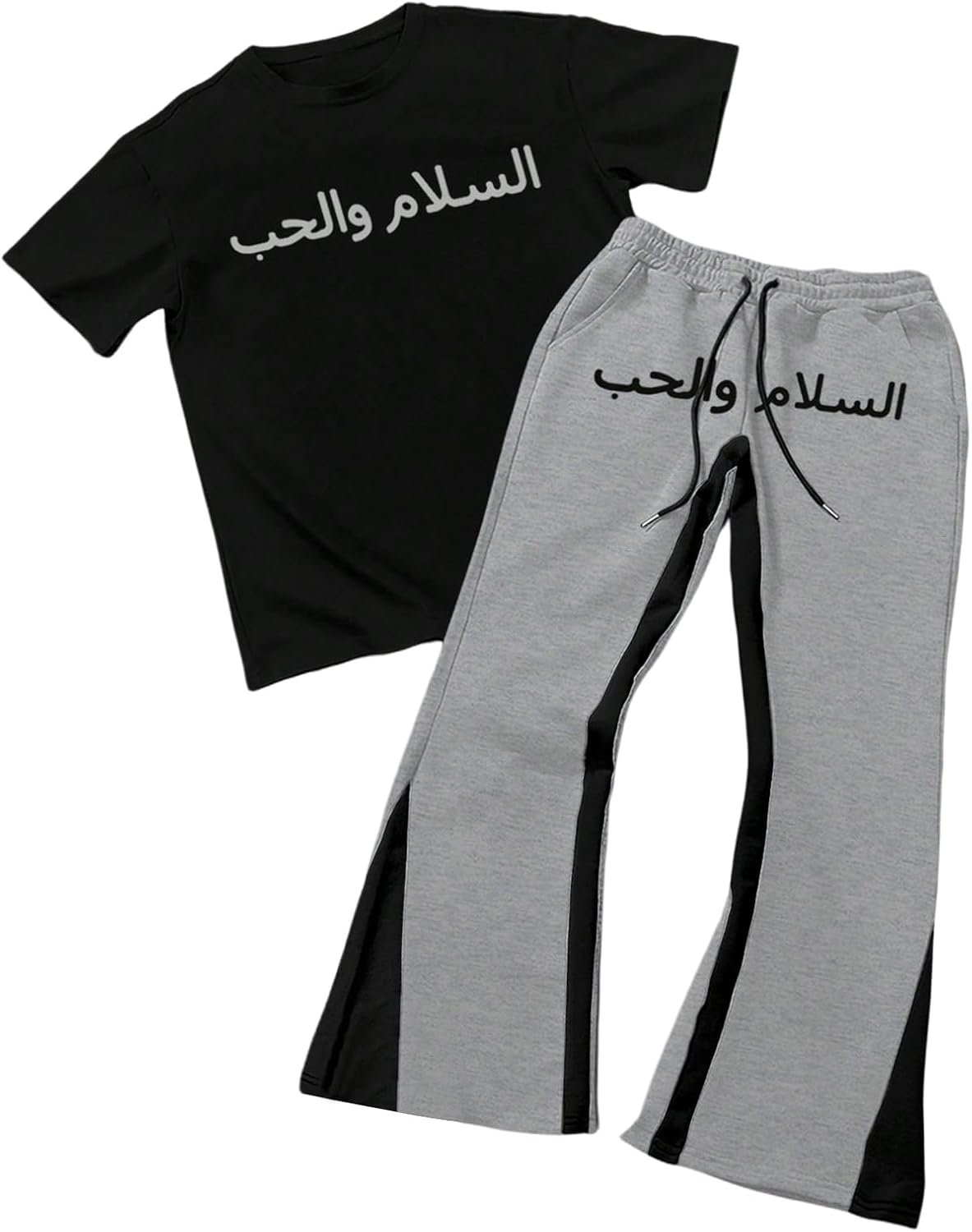 SOLY HUX Men's Y2k 2 Piece Summer Outfits Short Sleeve Letter Graphic Tees and Drawstring Sweatpants