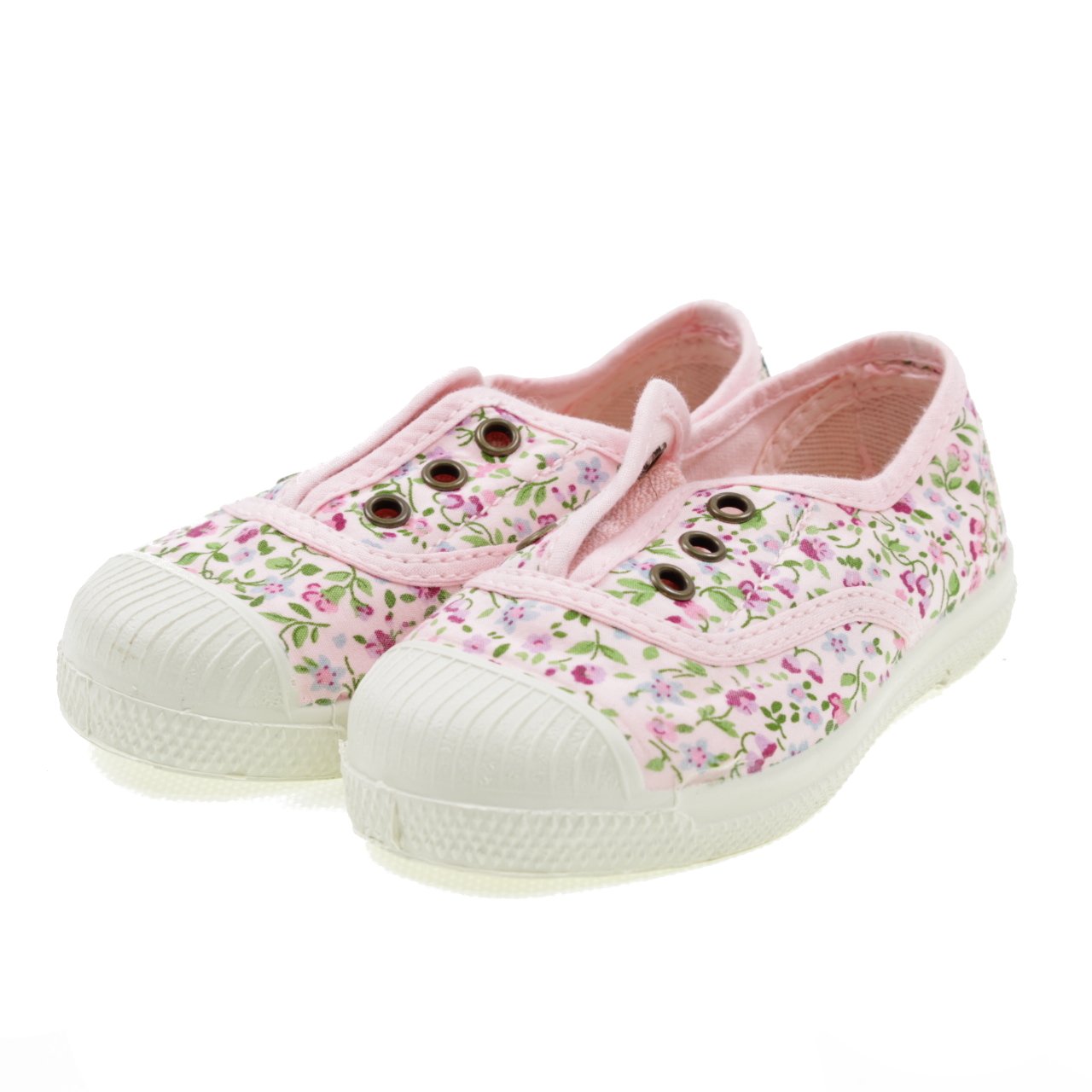 Natural World Scarpa in Cotone Fondo CAUCCIU Elastica Fiori 471505 Bianco