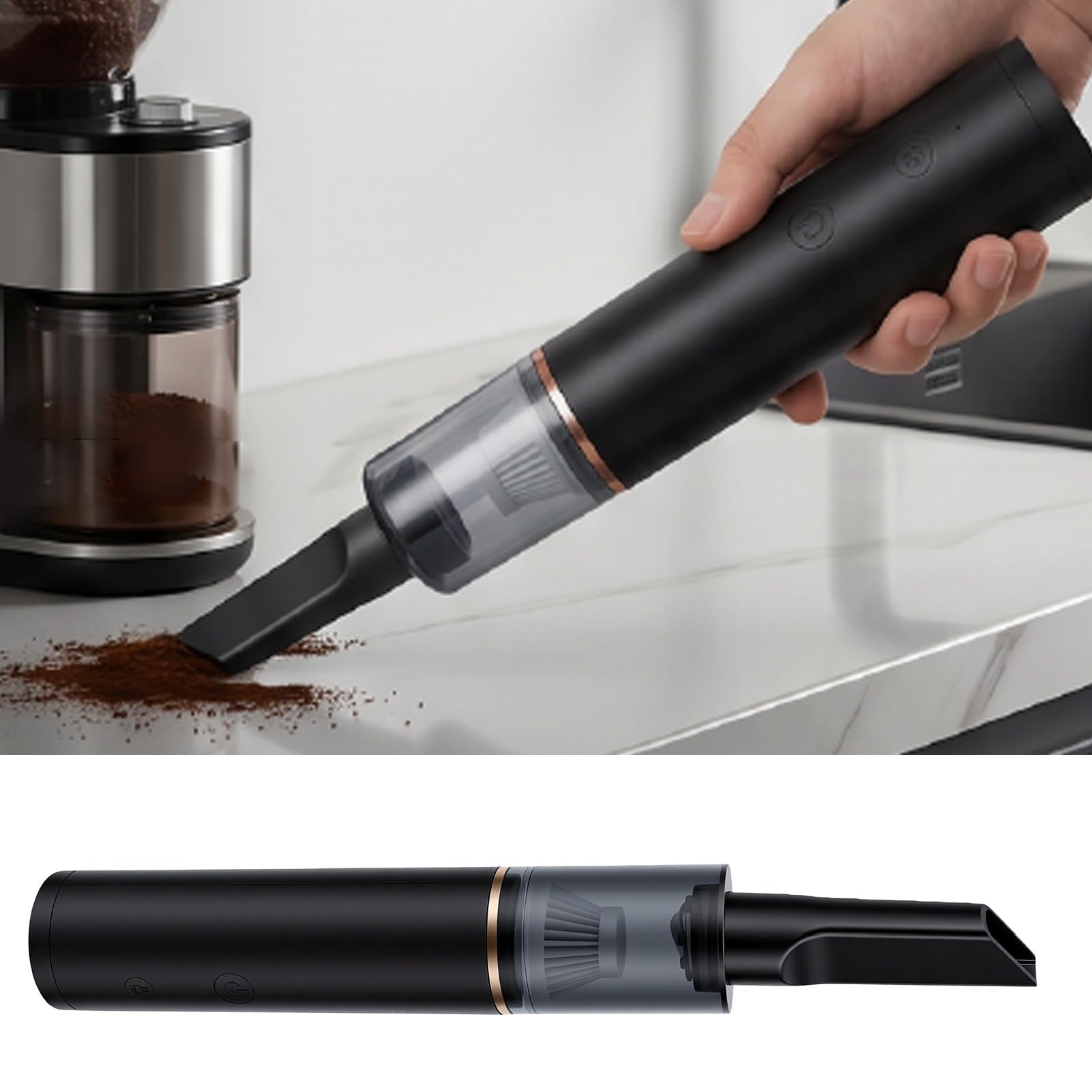 Fabater Macinacaffè Mini Aspirapolvere per Macchina da Caffè (BLACK)